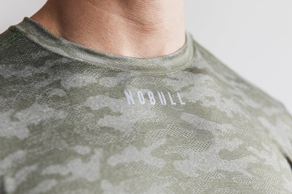 Nobull Lightweight Textured Men's T Shirts Camo | Australia (NO8027)